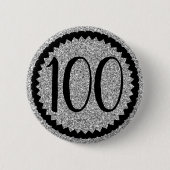 100e verjaardag van Silver Glitter Ronde Button 5,7 Cm (Voorkant)