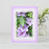 100e verjaardag viering-Paarse Clematis/ras Kaart (Staand voorkant)