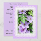 100e verjaardag viering-Paarse Clematis/ras Kaart (Voorkant / Achterkant)