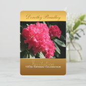 100e verjaardag viering Rhododendron uitnodiging (Staand voorkant)