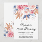 100e verjaardag Waterverf botanische bloemen Kaart (Voorkant / Achterkant)