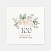100e verjaardag White Rose Eucalyptus Napkins Servet (Voorkant)