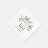 100e verjaardag White Rose Eucalyptus Napkins Servet (Hoek)