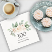 100e verjaardag White Rose Eucalyptus Napkins Servet
