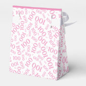 100e verjaardag Willekeurig nummer roze/wit Bedankdoosjes (Achterkant)
