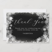 100e verjaardag Winter Wonderland Sneeuwvlok Bedankkaart (Voorkant)