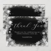 100e verjaardag Winter Wonderland Sneeuwvlok Bedankkaart (Voorkant / Achterkant)