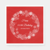 100e verjaardag Winter Wonderland Sneeuwvlok Rood Servet (Voorkant)