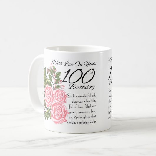 100e verjaardag Witte 11 oz Klassieke witte Mok (Voorkant links)