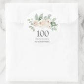 100e verjaardag Witte Rose Eucalyptus Ronde Sticker (Tas)