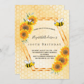 100e verjaardag zomergele rustige zonnebloemen kaart (Voorkant / Achterkant)