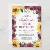 100e verjaardag Zonnebloem Bourgondië Roos grens Kaart (Voorkant)