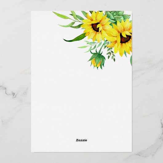 100e verjaardag Zonnebloem | Eucalyptus Floral Folie Uitnodiging (Achterkant)