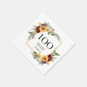 100e verjaardag Zonnebloemen Servet (Hoek)