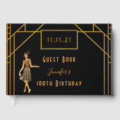100e verjaardag zwart goud kunstdeco uit 1920 gastenboek (Voorkant)