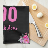 100e verjaardag Zwart Roze Bloemen Uniek Theedoek (Quarter Fold)