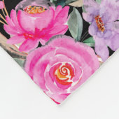 100e verjaardag zwart roze bloemenfleece deken (Hoek)