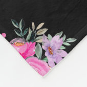 100e verjaardag zwart roze bloemenfleece deken (Hoek)