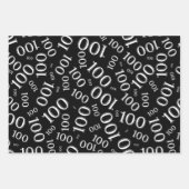 100e verjaardag zwart-wit nummerpatroon 100 inpakpapier vel (Voorkant 2)