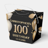 100e verjaardag Zwarte en Gold-ballonnen Bedankdoosjes (Achterkant)