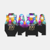100e verjaardag Zwarte en Gold-ballonnen Bedankdoosjes (Uitgevouwen)