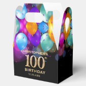 100e verjaardag Zwarte en Gold-ballonnen Bedankdoosjes (Geopend)