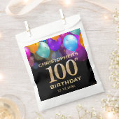 100e verjaardag Zwarte en Gold-ballonnen Bedankzakje (Geknipt)