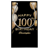 100e verjaardag Zwarte en Gold-ballonnen Klein Cadeauzakje (Achterkant)