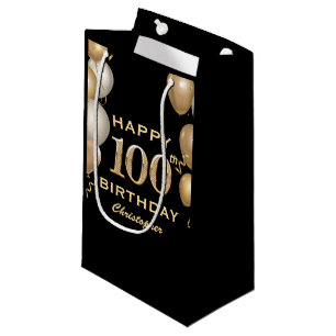 100e verjaardag Zwarte en Gold-ballonnen Klein Cadeauzakje