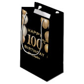 100e verjaardag Zwarte en Gold-ballonnen Klein Cadeauzakje (Achterkant Gekanteld)