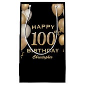 100e verjaardag Zwarte en Gold-ballonnen Klein Cadeauzakje (Voorkant)