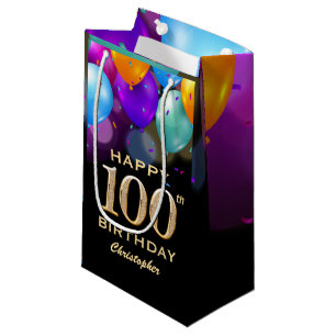 100e verjaardag Zwarte en Gold-ballonnen Klein Cadeauzakje