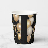 100e verjaardag Zwarte en Gold-ballonnen Papieren Bekers (Rechts)