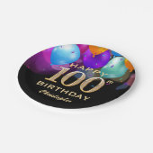 100e verjaardag Zwarte en Gold-ballonnen Papieren Bordje (Gekanteld)