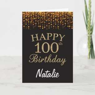100e verjaardag zwarte en Gold Glitter-kaart Kaart
