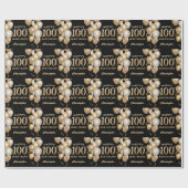 100e verjaardag zwarte en goudballonnen cadeaupapier (Vlak)