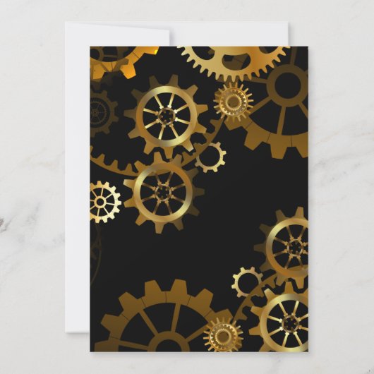 100e verjaardag Zwarte Gold Steampunk Watch Gears Kaart (Achterkant)