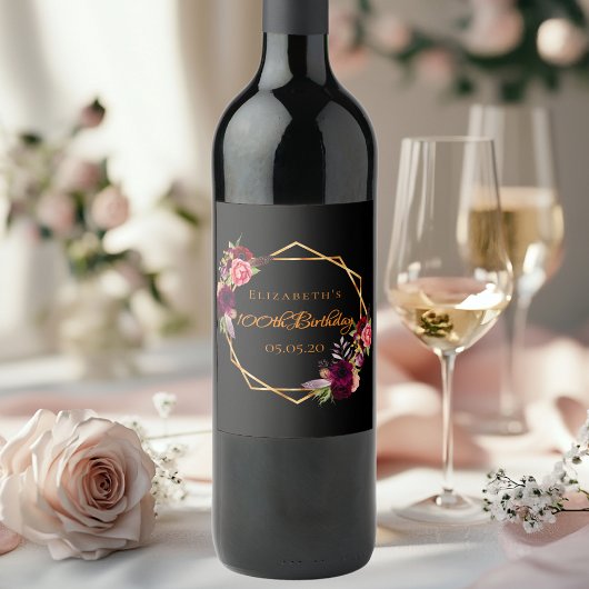 100e verjaardag zwarte goudbloem Bourgogne Wijn Etiket