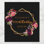 100e verjaardag zwarte goudbloem Bourgogne Wijn Etiket (Enkel label)