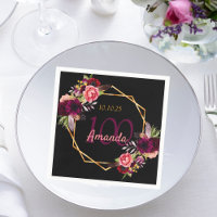 100e verjaardag zwarte goudbloem glanzend burgundy