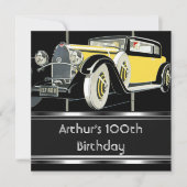 100e verjaardag Zwarte Vintage-auto's Kaart (Voorkant)