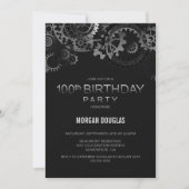 100e verjaardag zwarte zilver Steampunk Watch Gear Kaart (Voorkant)