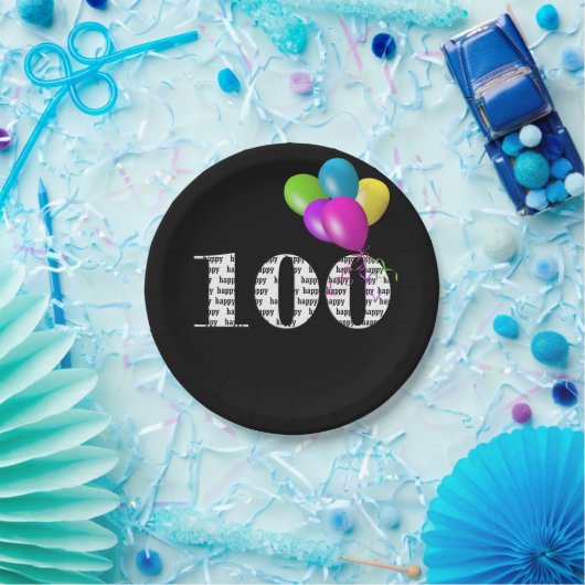 100e verjaardagsballon bouquet papieren bordje (Feest)