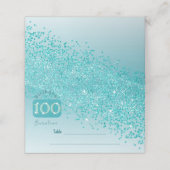 100e verjaardagsfeest Blauwgroen Blue Glitter Plaatskaartje (Buitenkant ongevouwen)