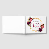 100e verjaardagsfeest burgundy floral geometric gastenboek (Volledig)
