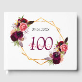 100e verjaardagsfeest burgundy floral geometric gastenboek (Voorkant)