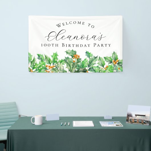 100e verjaardagsfeest december Geboorte Bloem Welk Spandoek (Beurs)