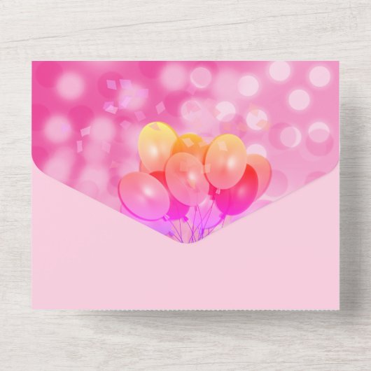 100e Verjaardagsfeest Glam Sparkle Glitz Pink All In One Uitnodiging (Achterkant)