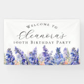 100e verjaardagsfeest juli Geboorte Bloem Welkom Spandoek (Horizontaal)