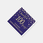 100e Verjaardagsfeest Marine Blauw en Gouden Diama Servet (Hoek)